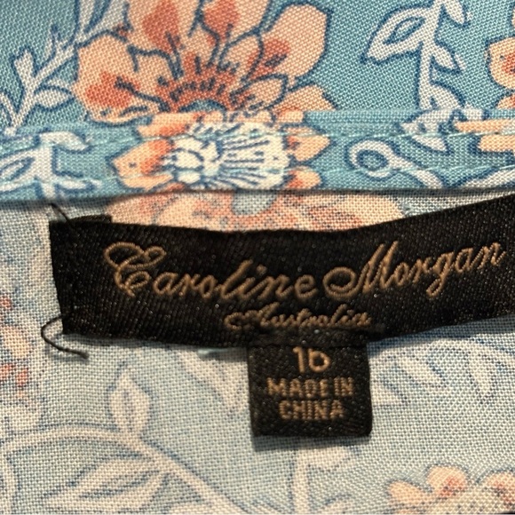 CAROLINE MORGAN Sz 16 Maxi Dress Buttons All Through Floral Ruffle Hem Hi Low - Picture 9 of 11